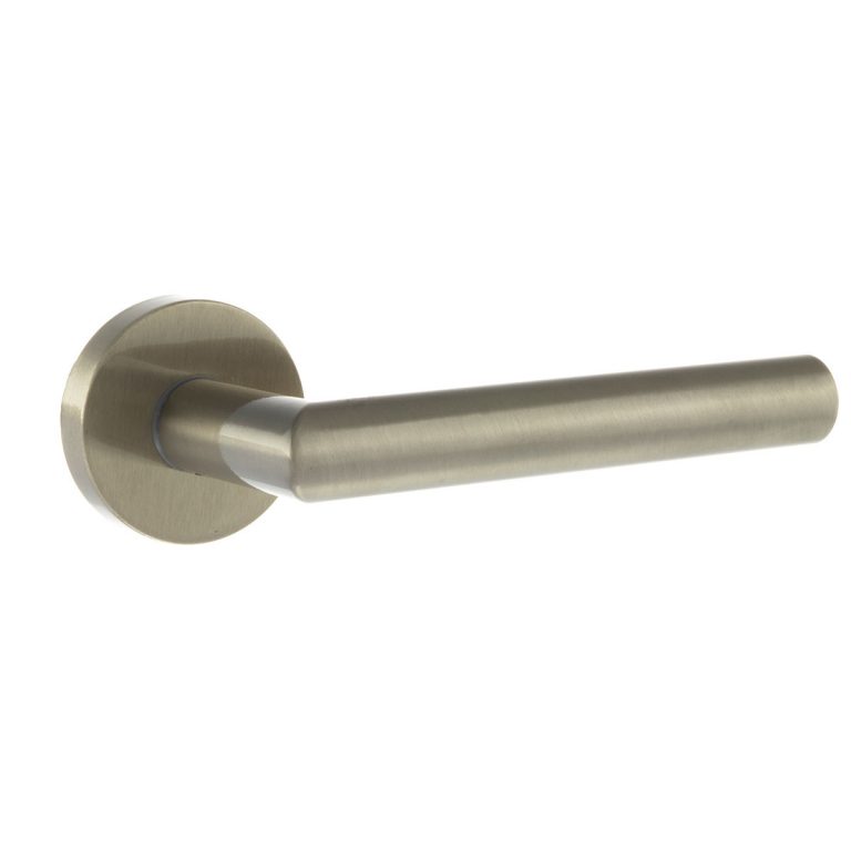 FMR236SN Forme Elle Lever Door Handle on Minimal Round Rose - Satin Nickel