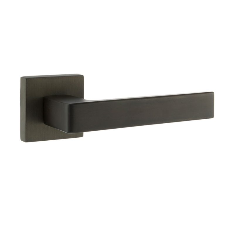FMS254UDB Forme Asti Lever Door Handle on Minimal Square Rose - Urban Dark Bronze