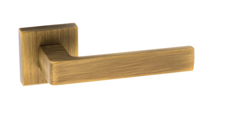 FMS254YB Forme Asti Lever Door Handle on Minimal Square Rose - Yester Bronze