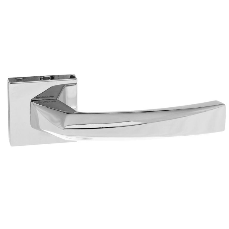 FMS268PC Forme Crystal Lever Door Handle on Minimal Square Rose - Polished Chrome