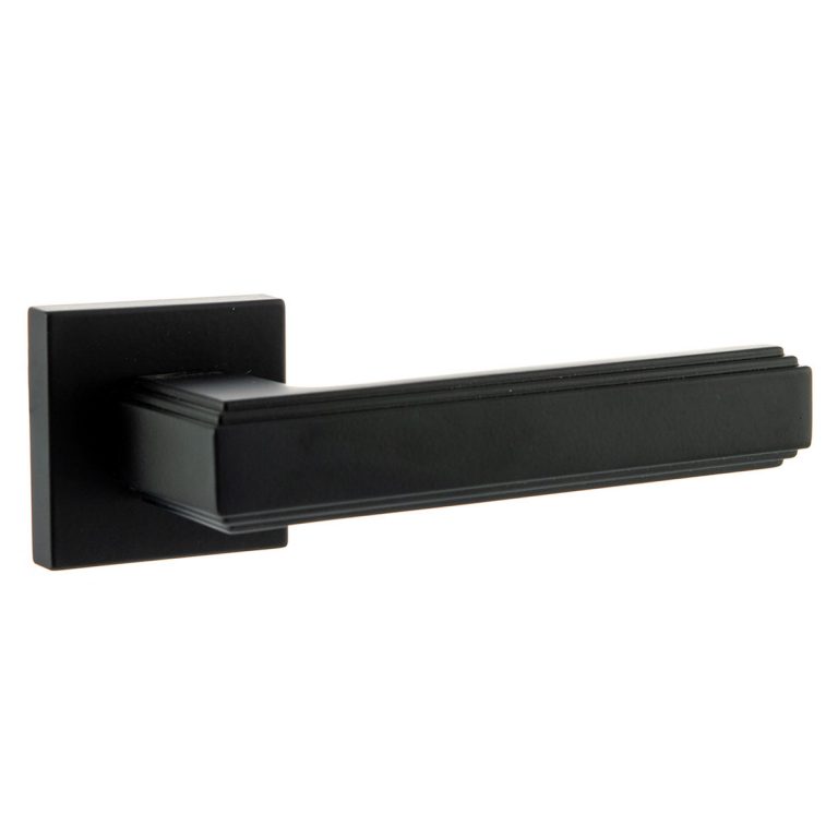 FMS293MB Forme Alila Lever Door Handle on Minimal Square Rose - Matt Black