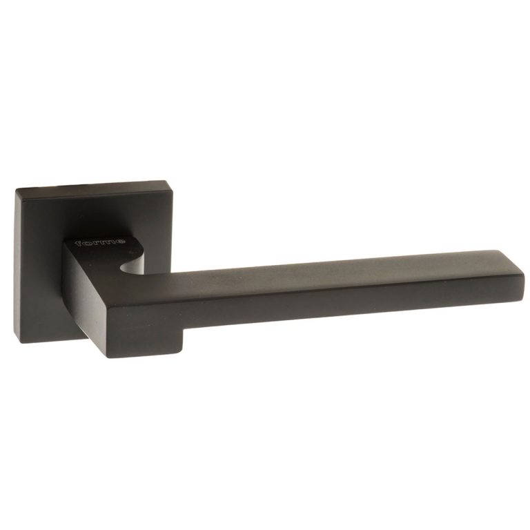 FMS430MB Forme Ginevra Lever Door Handle on Minimal Square Rose - Matt Black