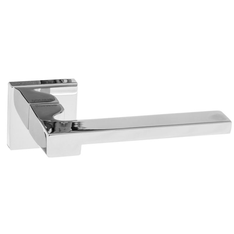 LIMITED EDITION FMS430PC Forme Ginevra Lever Door Handle on Minimal Square Rose - Polished Chrome