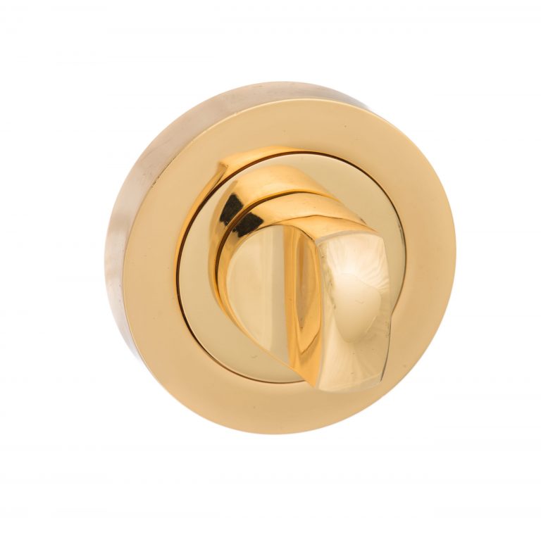 MWCBP Mediterranean WC Turn and Release on Round Rose - Polished Brass