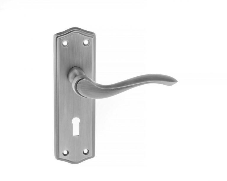 OE178KMBN Old English Warwick Key Lever Door Handle on Backplate - Matt Gun Metal