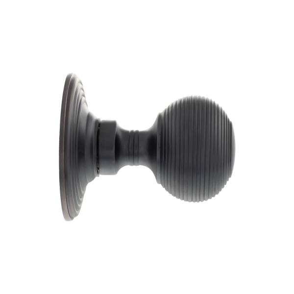 OE50RMKAC Old English Ripon Solid Brass Reeded Mortice Knob on Concealed Fix Rose - Antique Copper - Image 2