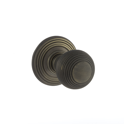 OE50RMKUB Old English Ripon Solid Brass Reeded Mortice Knob on Concealed Fix Rose - Urban Bronze