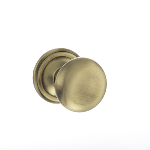 OE58MMKAB Old English Harrogate Solid Brass Mushroom Mortice Knob on Concealed Fix Rose - Antique Brass
