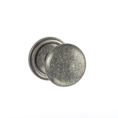 OE58MMKDS Old English Harrogate Solid Brass Mushroom Mortice Knob on Concealed Fix Rose - Distressed Silver