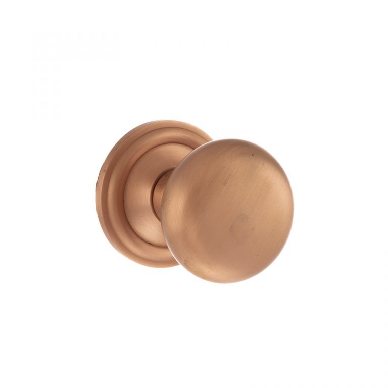 OE58MMKUSC Old English Harrogate Solid Brass Mushroom Mortice Knob on Concealed Fix Rose - Urban Satin Copper