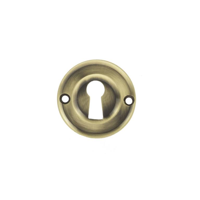 OERKEAB Old English Solid Brass Open Key Hole Escutcheons - Antique Brass