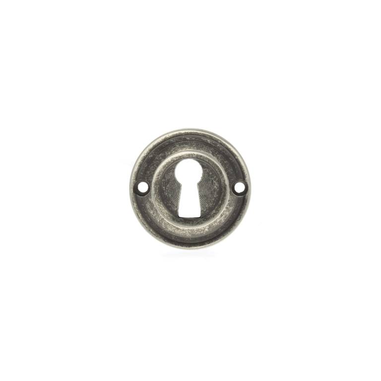 OERKEDS Old English Solid Brass Open Key Hole Escutcheons - Distressed Silver