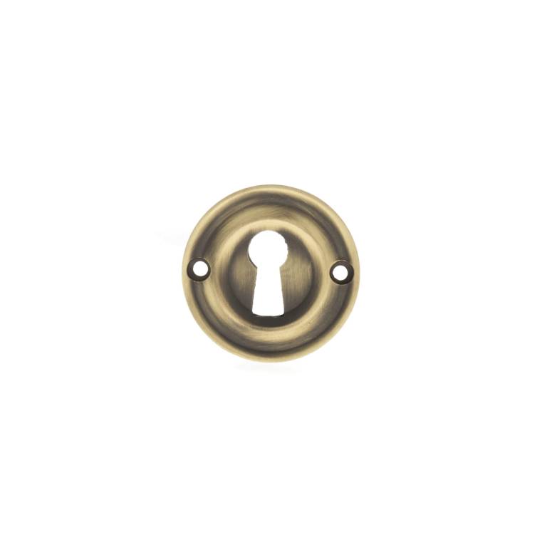 OERKEMAB Old English Solid Brass Open Key Hole Escutcheons - Matt Antique Brass