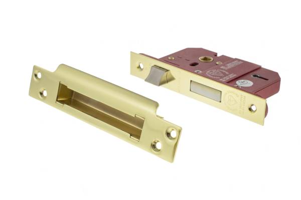 Atlantic 5 Lever Key Sashlock [BS] 3" - Polished Brass