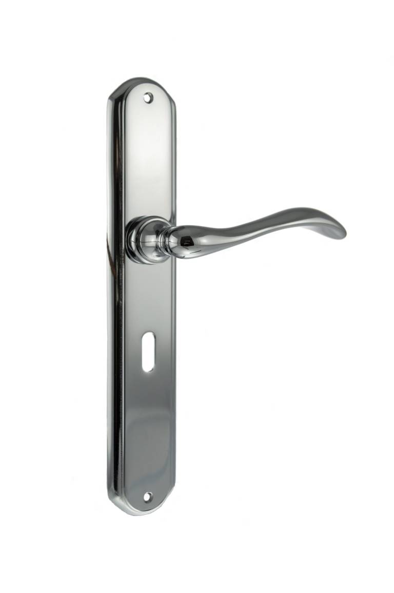 LIMITED EDITION FBP138KPC Forme Valence Solid Brass Key Lever Door Handle on Backplate - Polished Chrome