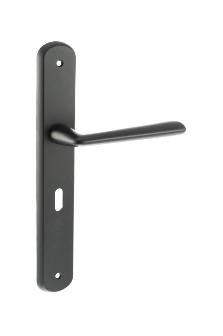 LIMITED EDITION FBP193KMB Forme Brigette Solid Brass Key Lever Door Handle on Backplate - Matt Black
