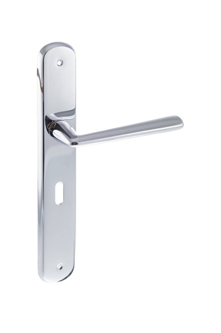 LIMITED EDITION FBP193KPC Forme Brigette Solid Brass Key Lever Door Handle on Backplate - Polished Chrome