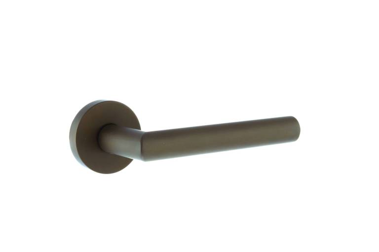 FMR236UDB Forme Elle Lever Door Handle on Minimal Round Rose - Urban Dark Bronze