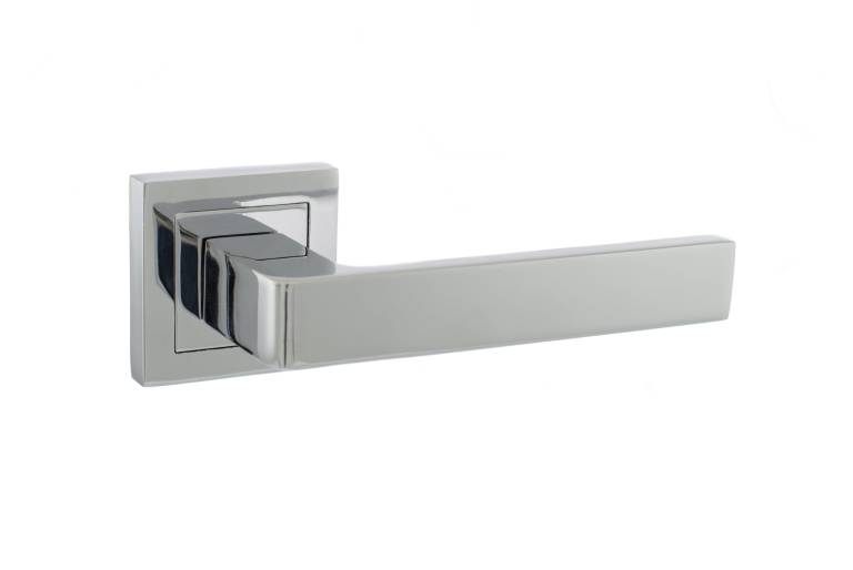 S40SPC STATUS Montana Lever Door Handle on S4 Square Rose - Polished Chrome