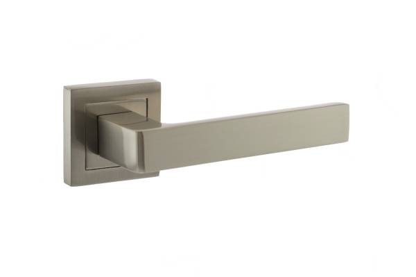 S40SSN STATUS Montana Lever Door Handle on S4 Square Rose - Satin Nickel