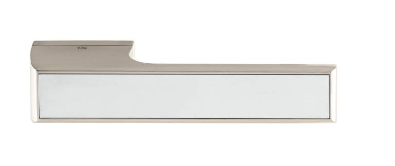 T3089LPSSPL Tupai Rapido VersaLine Tobar Lever Door Handle on Long Rose - Polished Stainless Steel Decorative Plate - Pearl Nickel