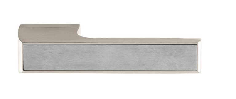 T3089LSSSPL Tupai Rapido VersaLine Tobar Lever Door Handle on Long Rose - Satin Stainless Steel Decorative Plate - Pearl Nickel