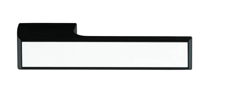 T3089LWHMB Tupai Rapido VersaLine Tobar Lever Door Handle on Long Rose - White Decorative Plate - Matt Black