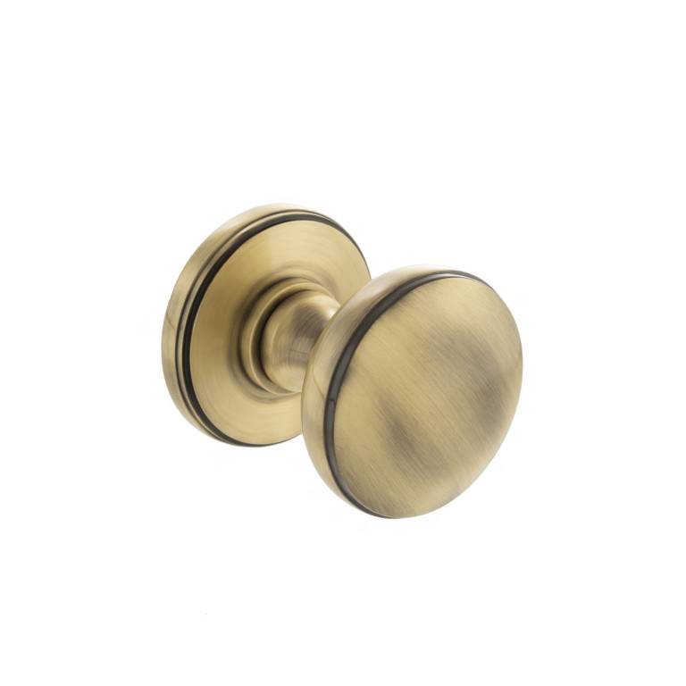 MH400DMKAB Millhouse Brass Edison Solid Brass Domed Mortice Knob on Concealed Fix Rose - Antique Brass