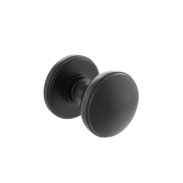 MH400DMKMB Millhouse Brass Edison Solid Brass Domed Mortice Knob on Concealed Fix Rose - Matt Black