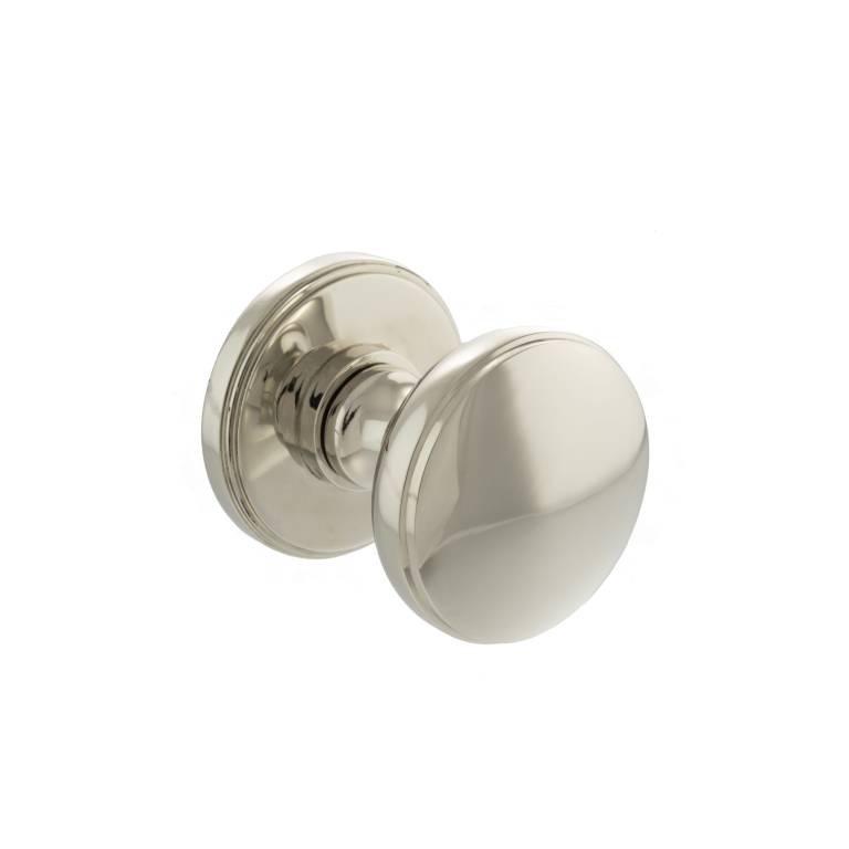 MH400DMKPN Millhouse Brass Edison Solid Brass Domed Mortice Knob on Concealed Fix Rose - Polished Nickel