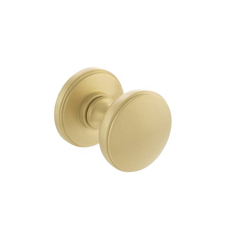 MH400DMKSB Millhouse Brass Edison Solid Brass Domed Mortice Knob on Concealed Fix Rose - Satin Brass