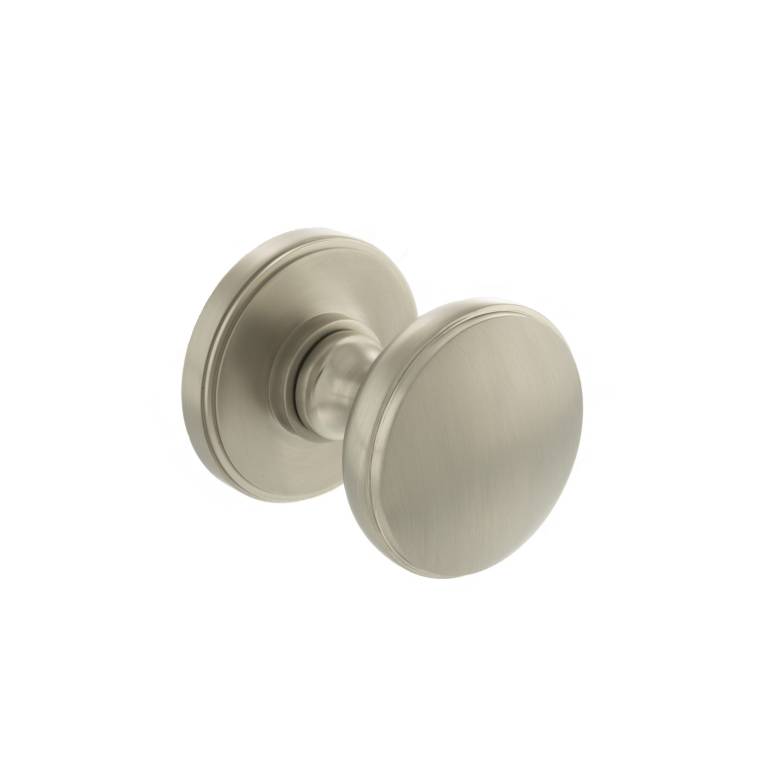 MH400DMKSN Millhouse Brass Edison Solid Brass Domed Mortice Knob on Concealed Fix Rose - Satin Nickel