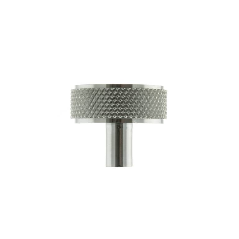 MHCK1935PC Millhouse Brass Hargreaves Disc Knurled Cabinet Knob on Concealed Fix - Polished Chrome