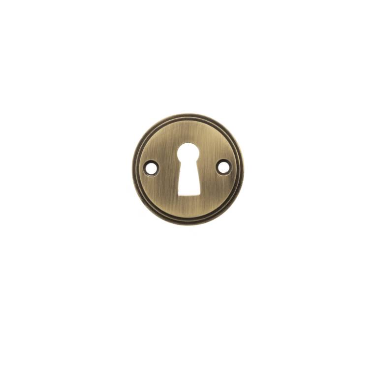 MHRKEAB Millhouse Brass Solid Brass Open Key Hole Escutcheons - Antique Brass