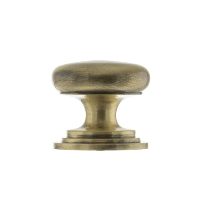 OEC1238AB Old English Lincoln Solid Brass Victorian Knob 38mm on Concealed Fix - Antique Brass
