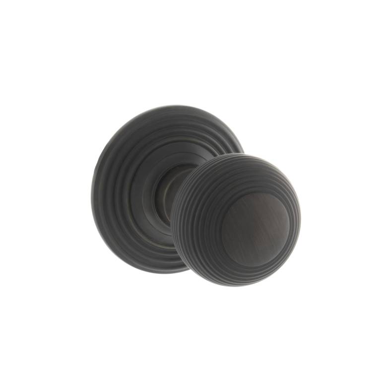 OE50RMKUDB Old English Ripon Solid Brass Reeded Mortice Knob on Concealed Fix Rose - Urban Dark Bronze
