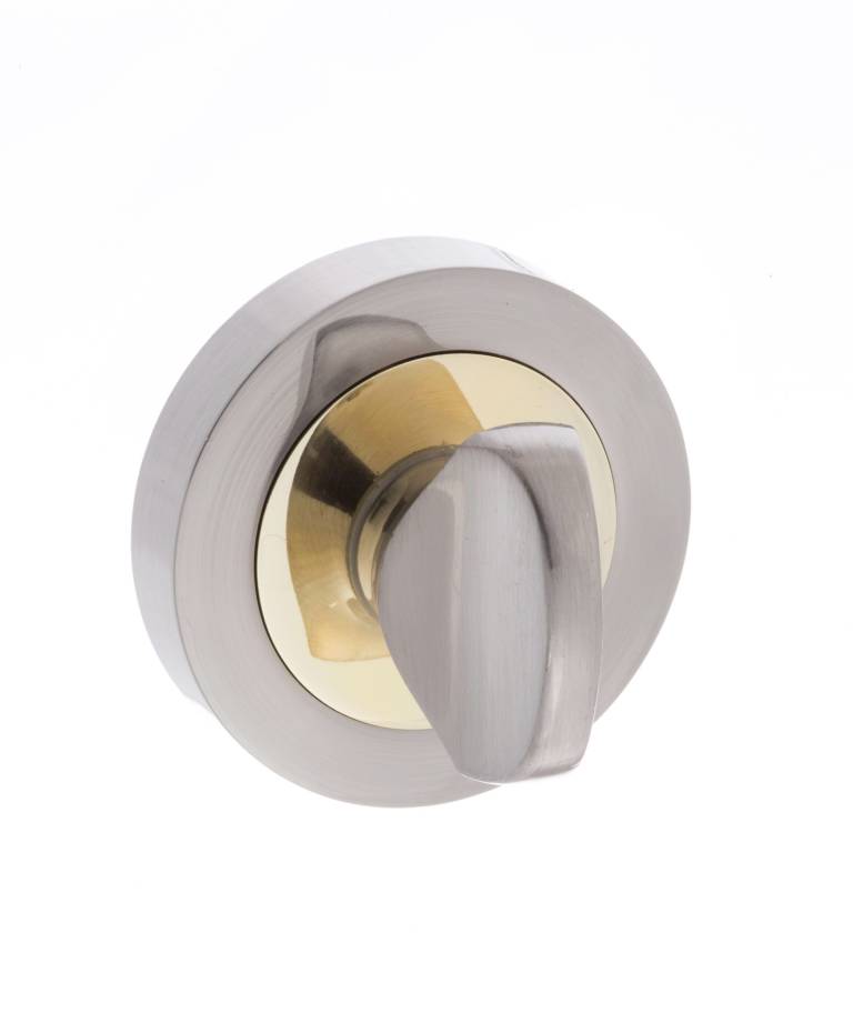 S3WCRSNBP STATUS WC Turn and Release on Round Rose - Satin Nickel/Polished Brass