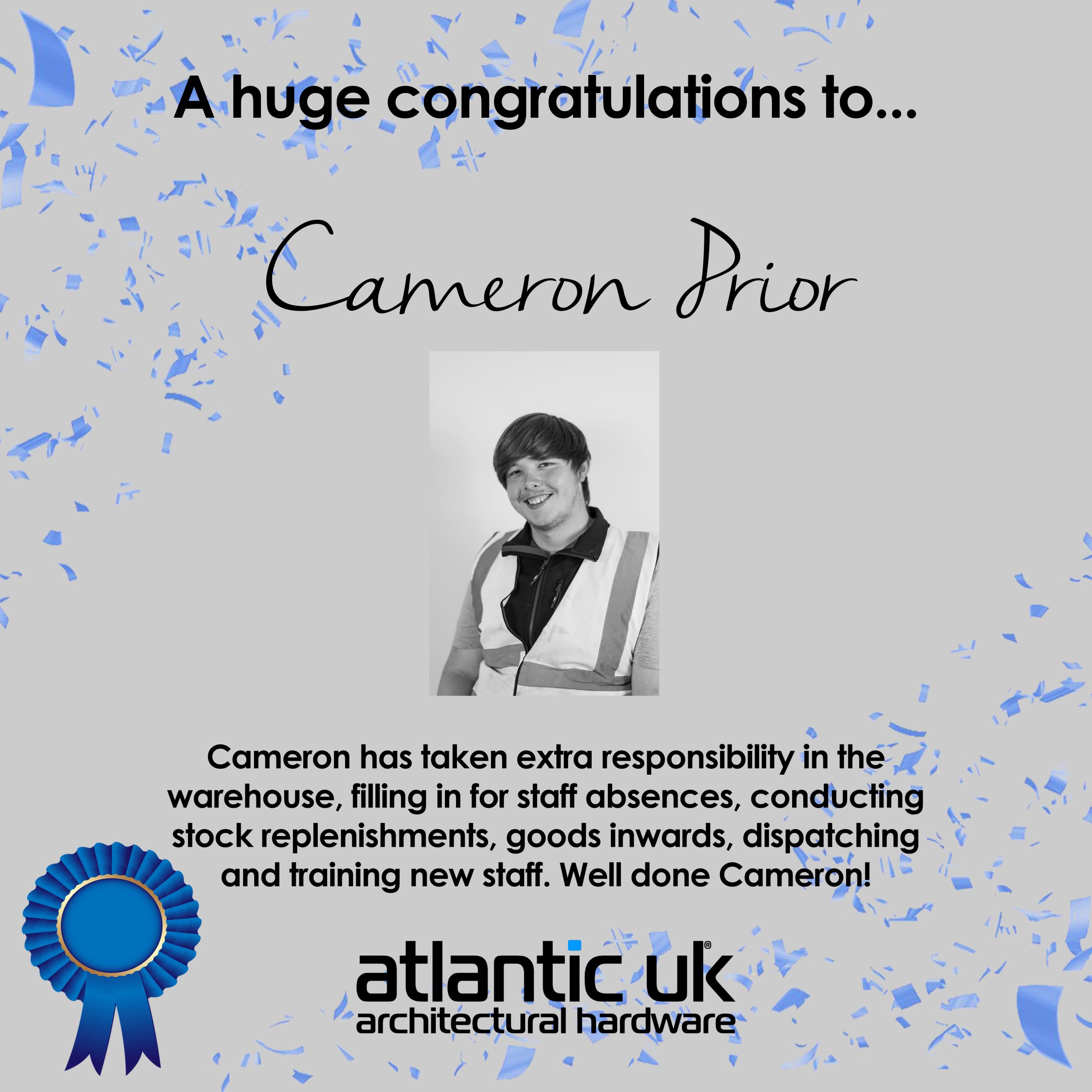Congratulations Cameron! Employee of the month for March! image