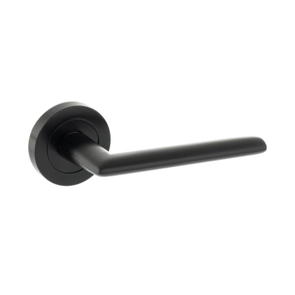 S43RMB STATUS Alabama Lever Door Handle on Round Rose - Matt Black