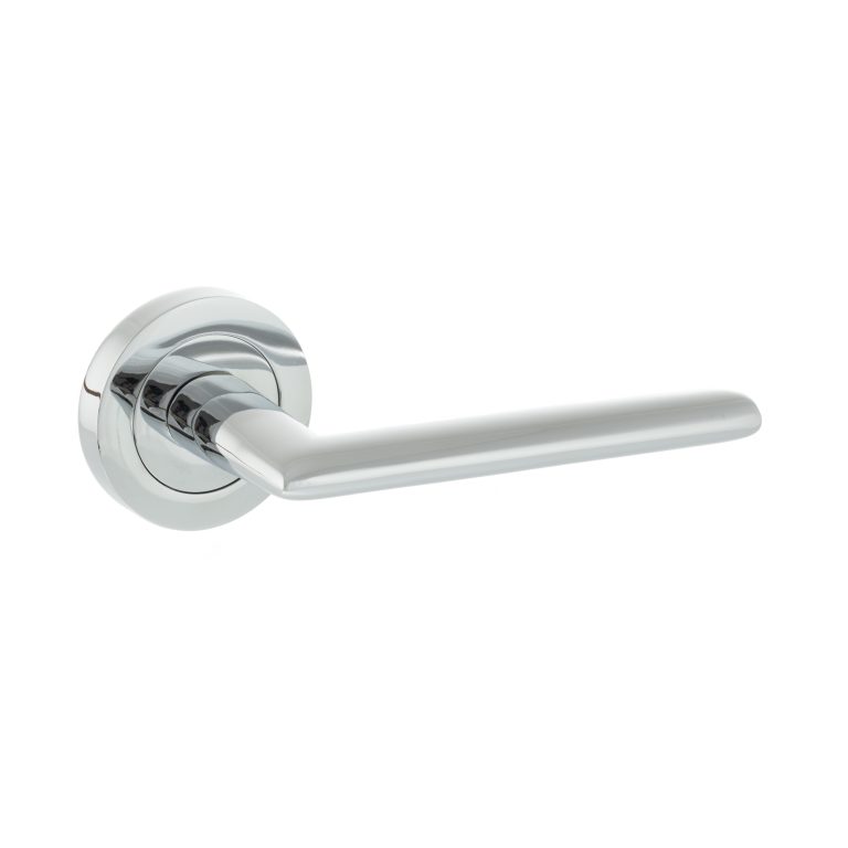 S43RPC STATUS Alabama Lever Door Handle on Round Rose - Polished Chrome