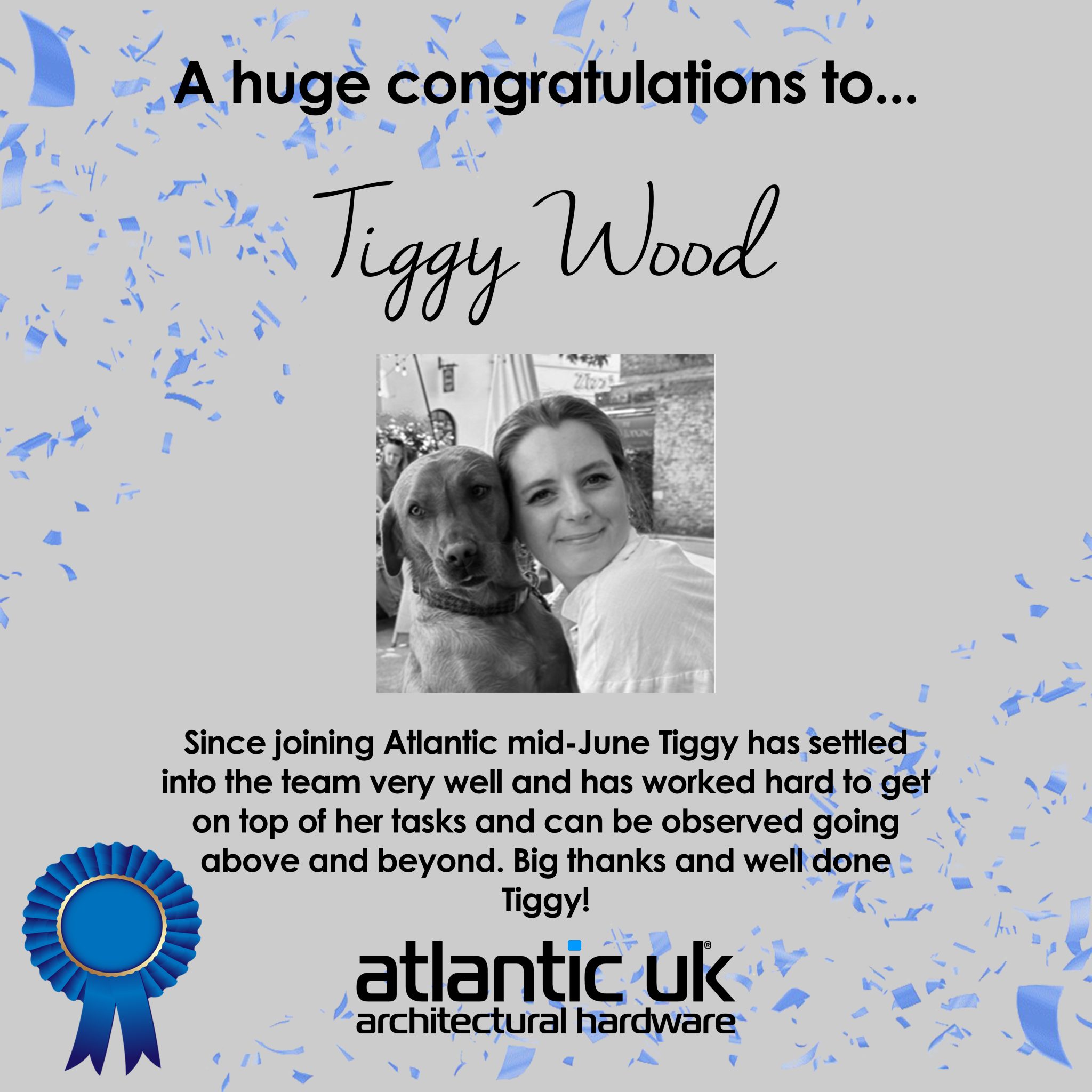 Congratulations Tiggy! Employee of the month for July!