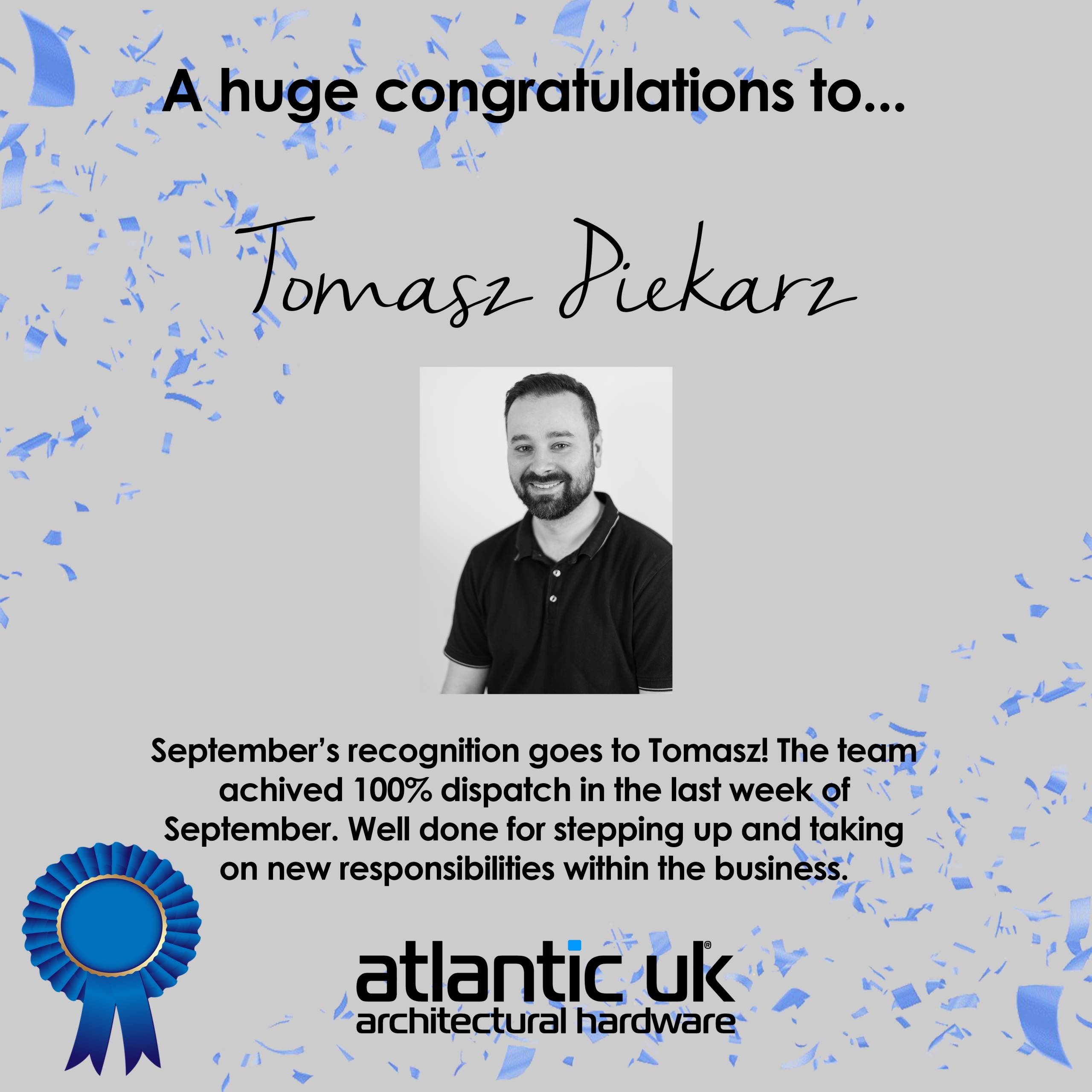 Congratulations Tomasz! Employee of the Month for September! image
