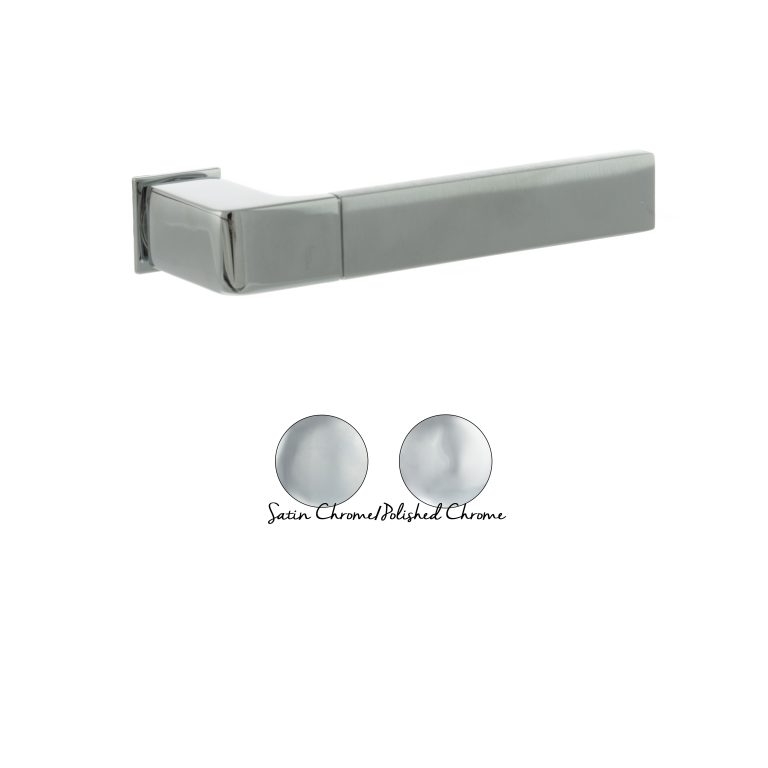 FCS255SCPC Forme Asti Lever Door Handle on Concealed Square Rose - Satin Chrome/Polished Chrome