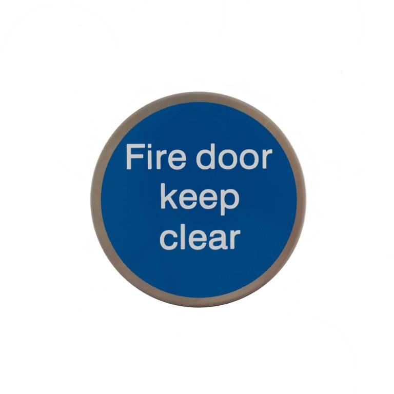 AS75FDKCASSS Atlantic Fire Door Keep Clear Disc Sign 3M Adhesive 75mm - Satin Stainless Steel