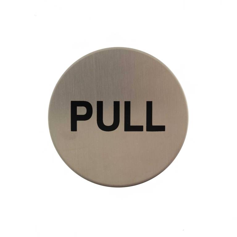 AS75PULLASSS Atlantic Pull Disc Sign 3M Adhesive 75mm - Satin Stainless Steel