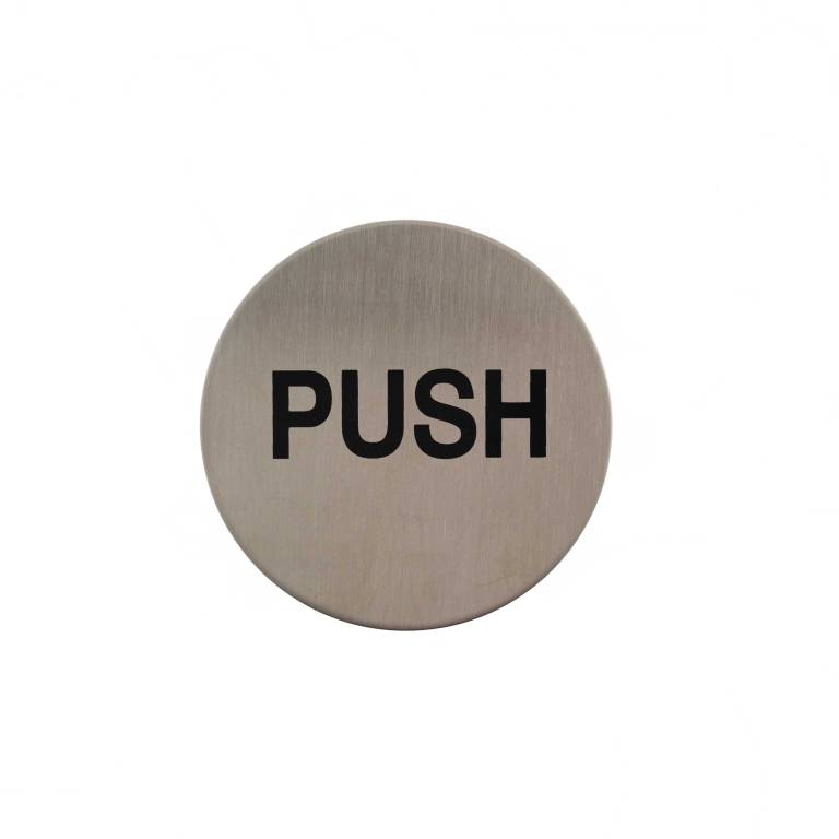 AS75PUSHSSS Push Disc Sign 75mm - Satin Stainless Steel