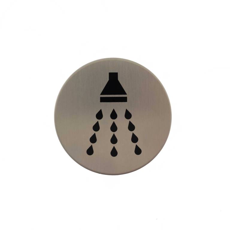 AS75SASSS Atlantic Shower Disc Sign 3M Adhesive 75mm - Satin Stainless Steel