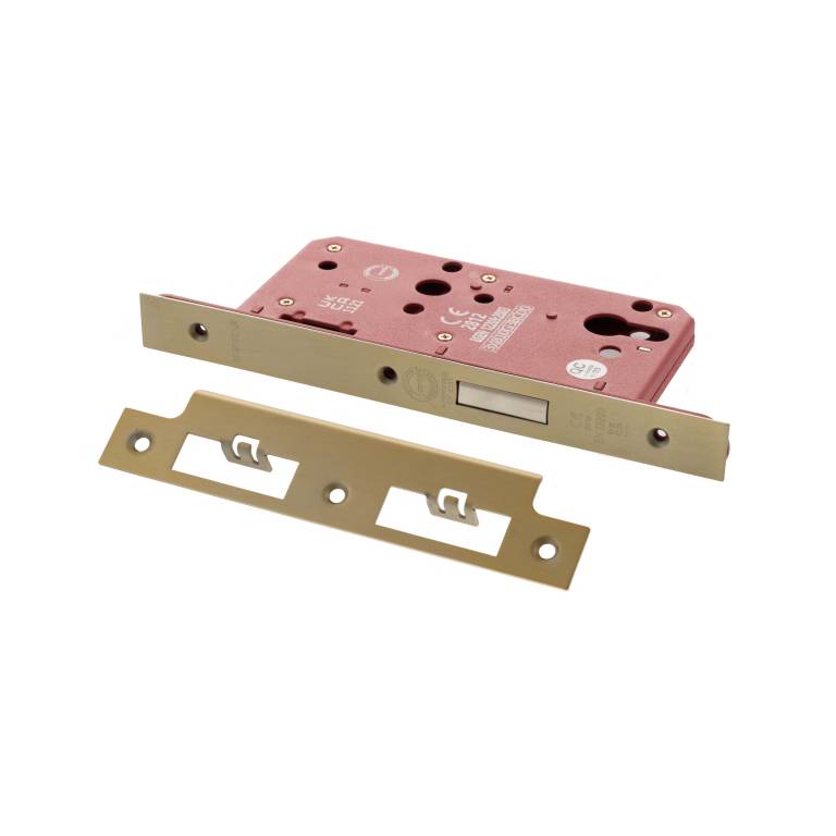 ALKDINED60SB Atlantic DIN Euro Profile Deadlock Double Throw 60mm backset - Satin Brass