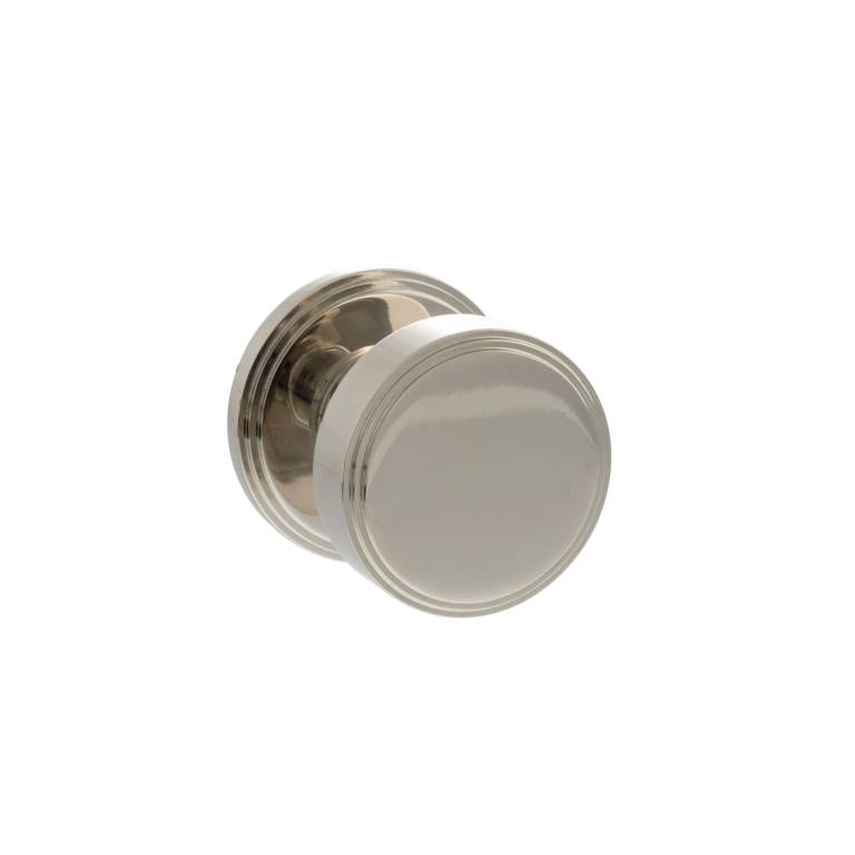 MH350SMKPNSOLID Millhouse Brass Boulton Solid Brass Stepped Mortice Knob on Concealed Fix Rose - Polished Nickel
