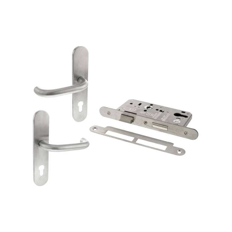 ALKDINRESCS60SSS Atlantic DIN Radius Euro Profile Escape Sashlock Double Throw with RTD lever 60mm backset - Satin Stainless Steel